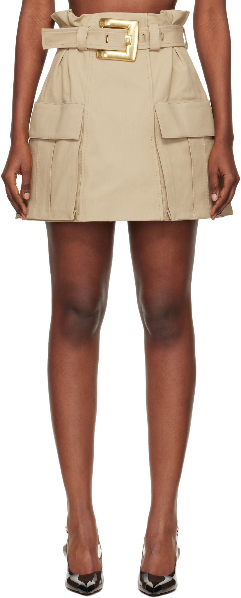 Sukňa Balmain High-Waisted Gabardine Miniskirt Béžová | FF1LBA97CF69
