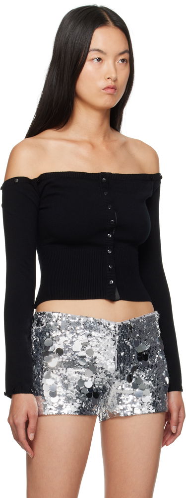 Sveter GUIZIO Guizio Off-The-Shoulder Faux Fur Cuffs Cardigan Čierna | F24111S047, 3