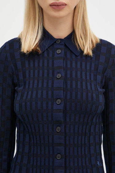 Košeľa MAISON KITSUNÉ Checked Wool Cardigan Modrá | NW00412KF0003, 3