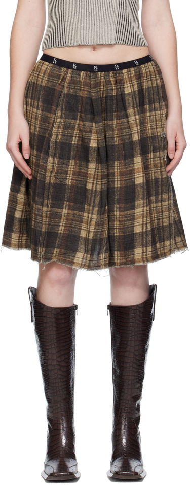 Sukňa R13 Reversible Plaid Midi Kilt Skirt Hnedá | R13WR468-R582B, 0