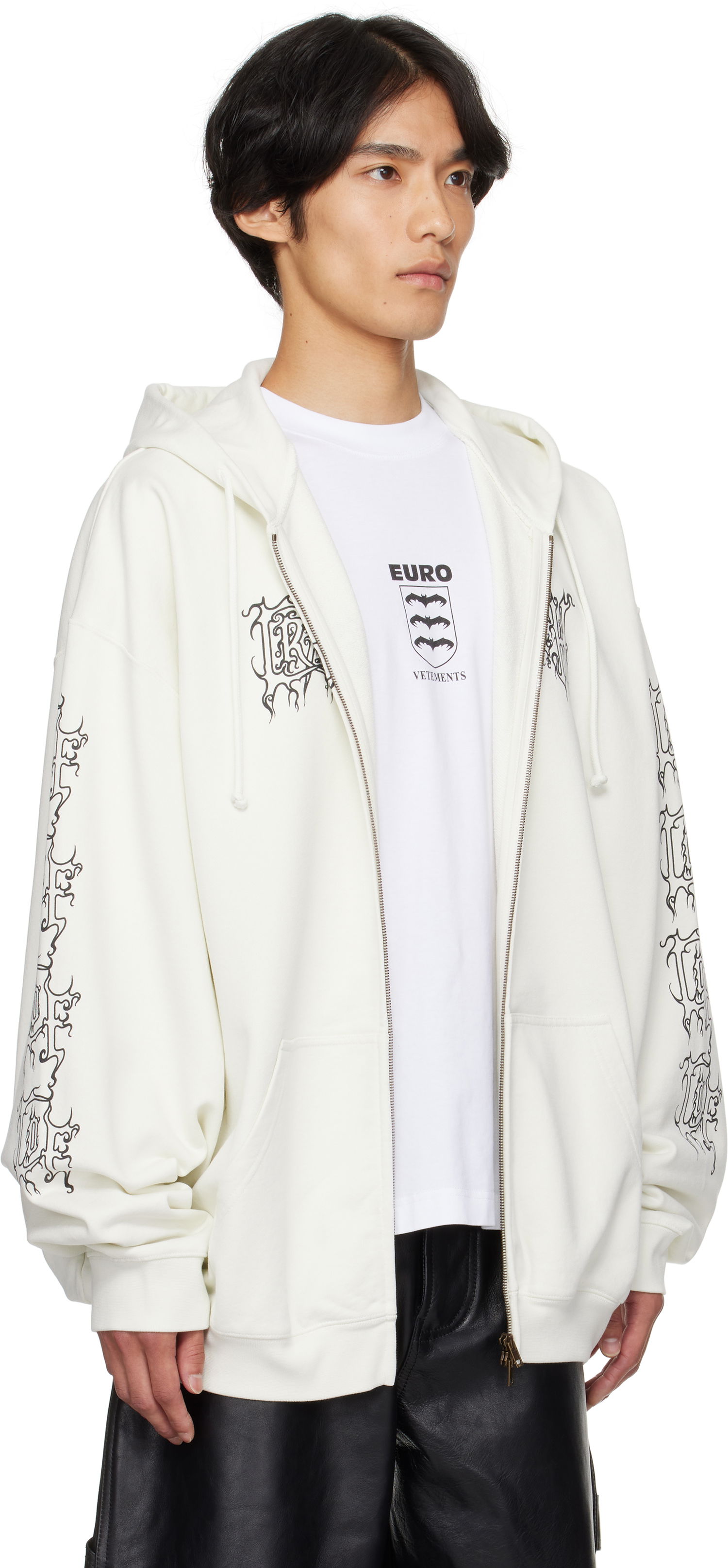 Mikina VETEMENTS Vetements Cradle of Filth Logo Oversized Zip-Up Hoodie Biela | UCF76ZU100I, 1