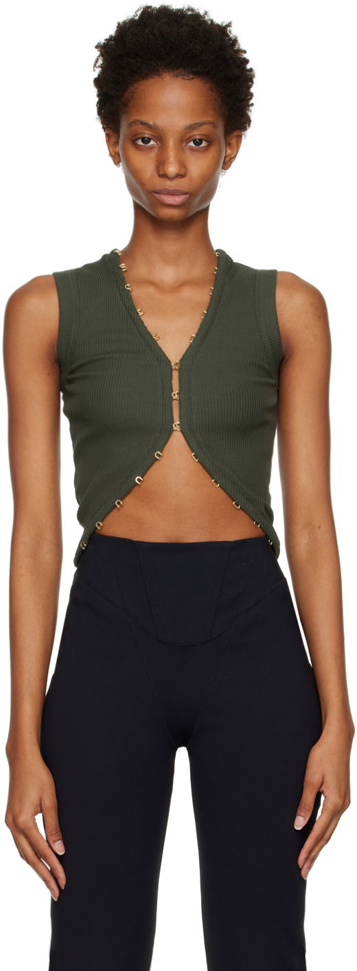 Tielko Dion Lee Hook & Eye Ribbed Tank Top Zelené | C3075F22, 0