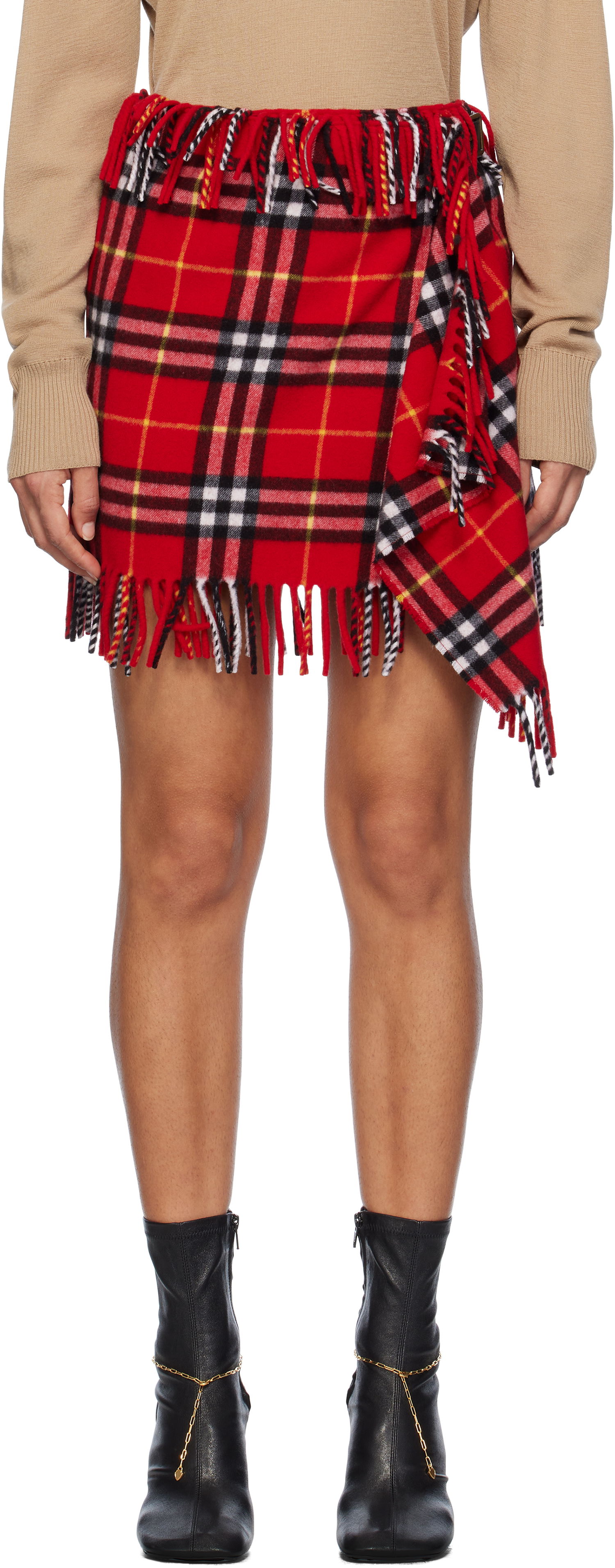 Sukňa Burberry Wool Cashmere Scarf Mini Skirt Červená | 8099715, 0