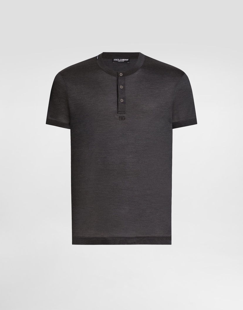 Tričko Dolce & Gabbana Dolce & Gabbana Serafino Silk T-Shirt with Embroidery Čierna | G8QK3ZG7PGOS8296