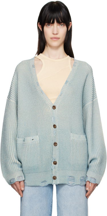 Sveter R13 R13 Oversized Distressed Knit Cardigan Modrá | R13WY198-Y183B, 0