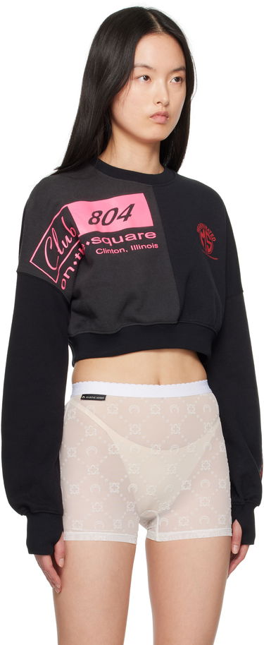 Mikina Marine Serre Marine Serre Regenerated Graphic Cropped Sweatshirt Čierna | WST015A UJER0007, 1
