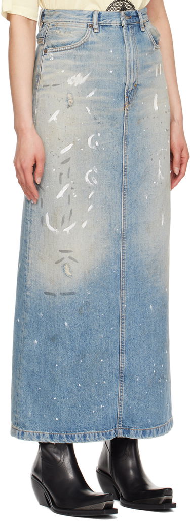 Sukňa Acne Studios Acne Studios Paint Splatter Denim Maxi Skirt Modrá | AF0426-, 1