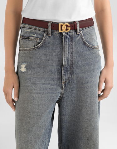 Opasok Dolce & Gabbana Calfskin Belt With Dg Logo Vínová | BE1447AK27480346, 1