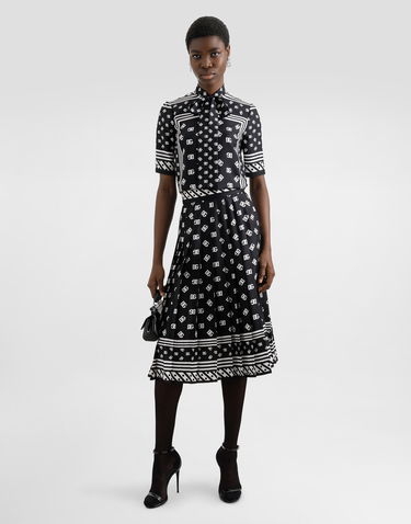 Sukňa Dolce & Gabbana Dolce & Gabbana Calf-Length Pleated Skirt with DG Logo Print Čierna | F4C2GTGDCVJN0000, 1
