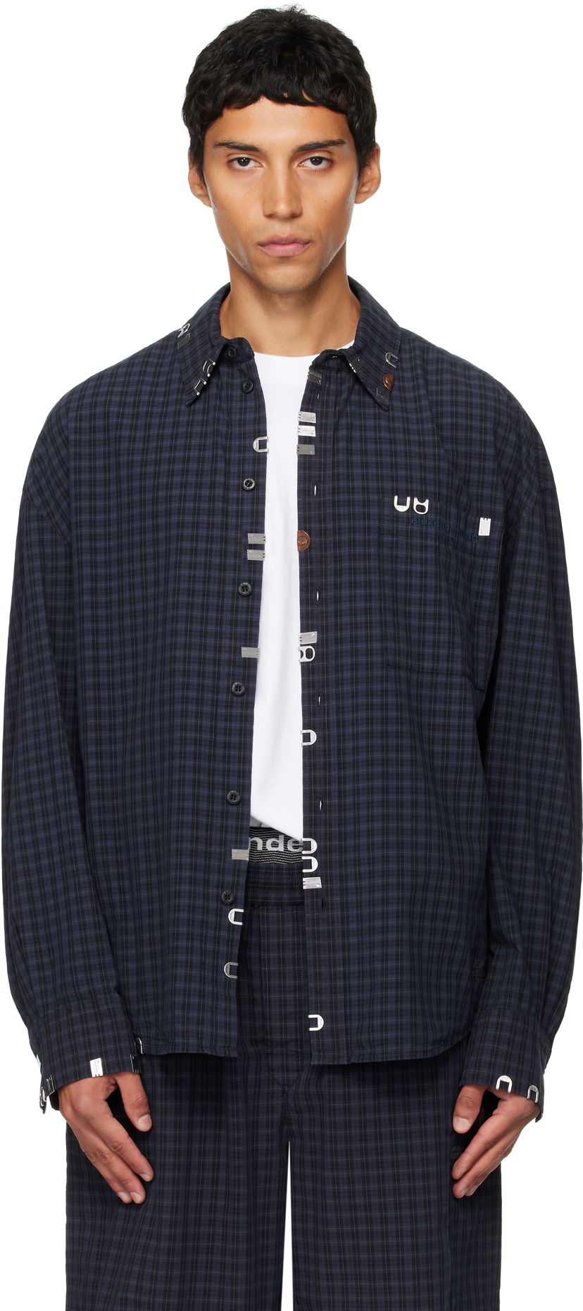 Košeľa Alexander Wang Alexander Wang Boxy Check Shirt Navy | 6WC3251093