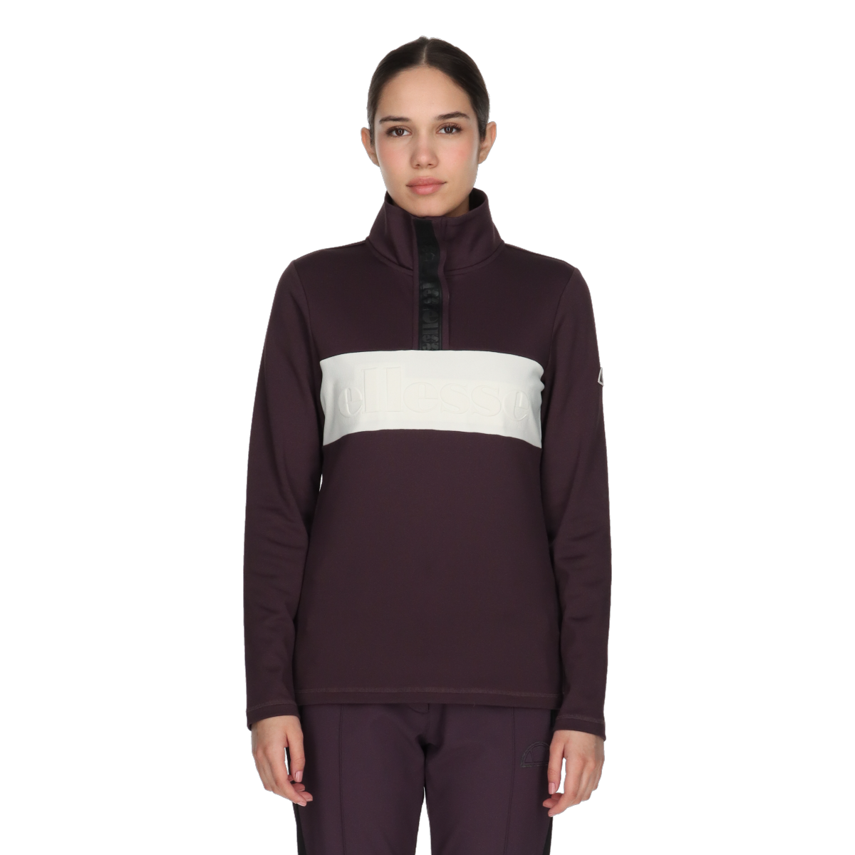 Mikina Ellesse High-Neck Fleece Pullover Embossed Logo Stripe Vínová | ELA243F620-70, 0