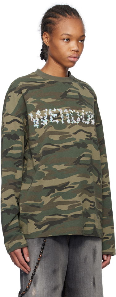 Tričko We11done We11done Sparkle Logo Camo Long Sleeve T-Shirt Zelené | WD-TT0-25-742-U-MX, 1