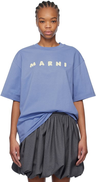 Tričko Marni Marni Scribbled Logo T-Shirt Modrá | THJET49P13 USCX42, 0