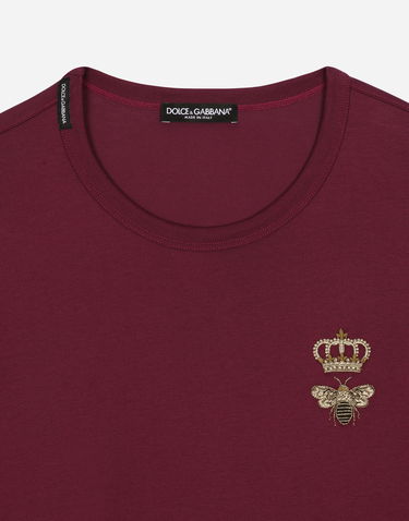 Tričko Dolce & Gabbana Cotton T-shirt With Embroidery - Man T-shirts And Polos Burgundy Vínová | G8PV1ZG7WUQR0108, 2