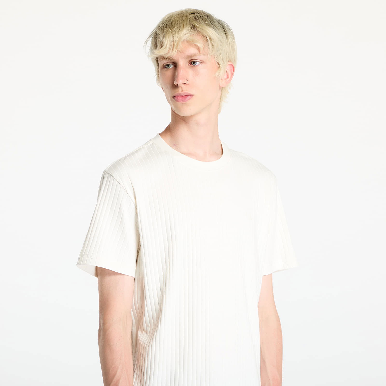 Linear Quilted Tee Ivory