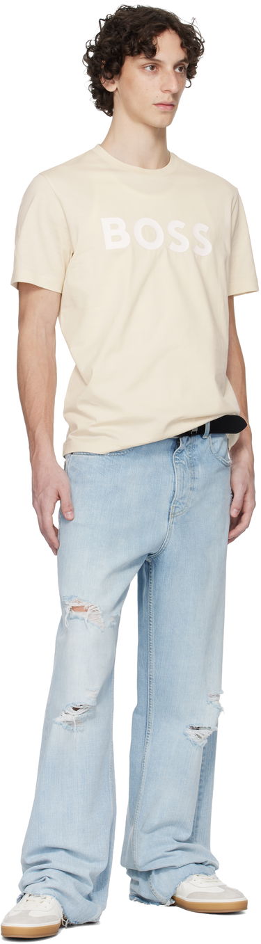 Tričko BOSS BOSS Cotton-Jersey Logo T-Shirt Béžová | 50495742, 3