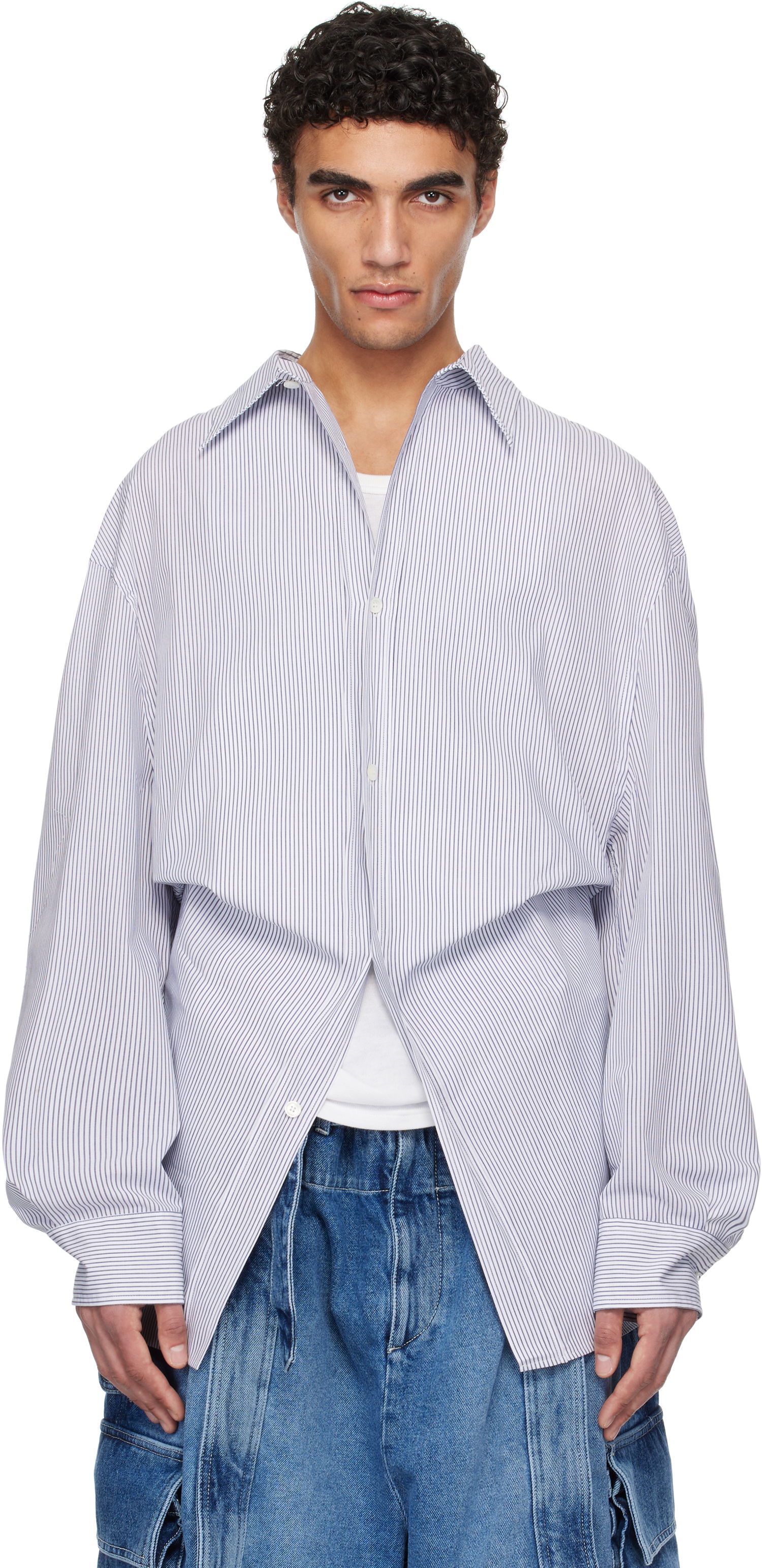 Košeľa HED MAYNER Hed Mayner Striped Poplin Shirt Modrá | HMMA60013B-HA167, 0
