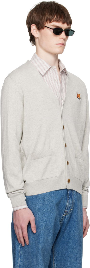 Sveter MAISON KITSUNÉ Maison Kitsuné Fox Head Patch Cardigan Šedá | PM00501KT1181, 1