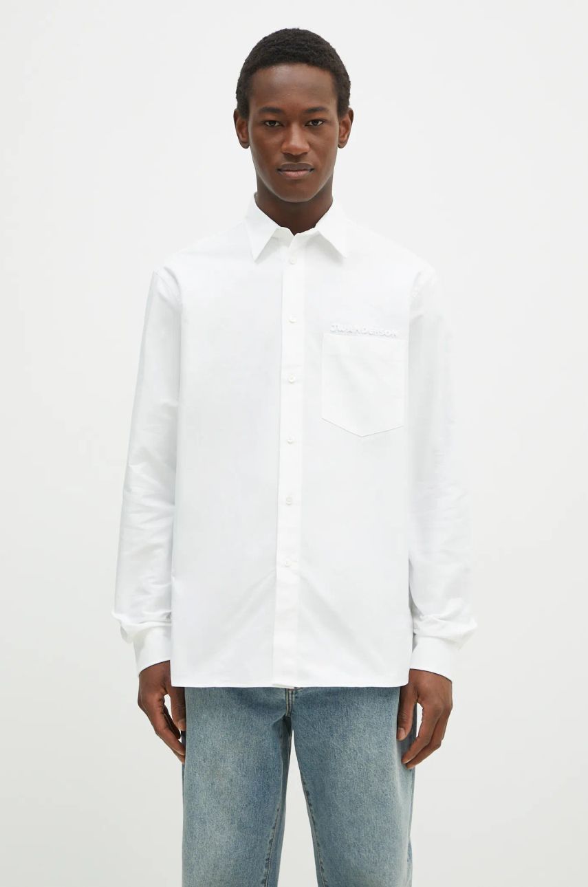 Košeľa JW Anderson JW Anderson Classic Fit Logo Pocket Shirt, Relaxed, Classic Collar Biela | SH0328.PG1140.001, 0