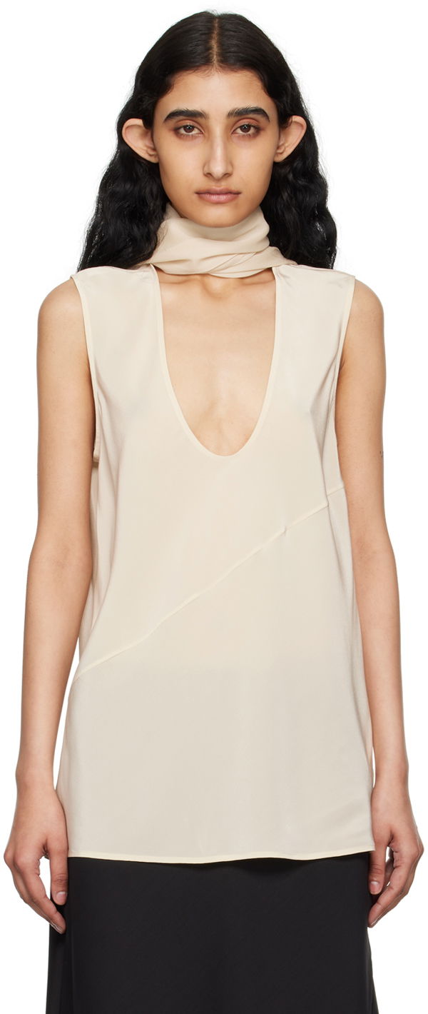 Tielko Helmut Lang Helmut Lang Women's Scarf Neck Tank Top Béžová | O04HW506, 0