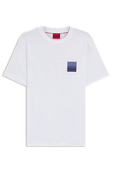 Tričko BOSS HUGO Men's T-Shirt with Split Logo Biela | 50544458, 0
