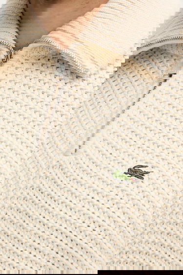 Sveter Lacoste Wool Blend Waffle Knit Half-Zip Polo Sweater Béžová | AH5205, 4