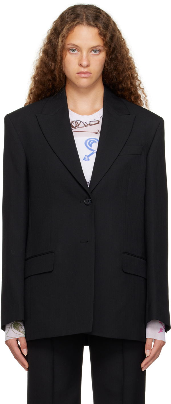 Kabáty Acne Studios Peaked Lapel Blazer Čierna | AH0252-, 0