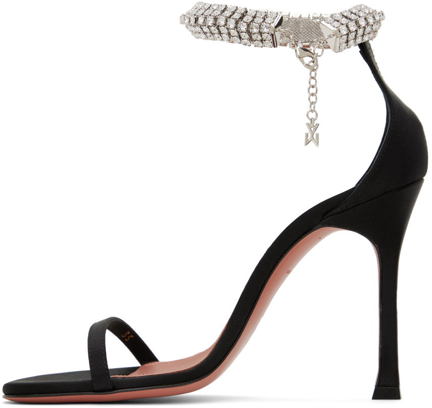 Amina Muaddi Iman Crystal-Embellished Satin Heeled Sandals