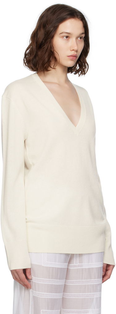 Sveter TOTEME TOTEME Cashmere V-Neck Knit Sweater Biela | 252-WRT0521-YA0016, 1