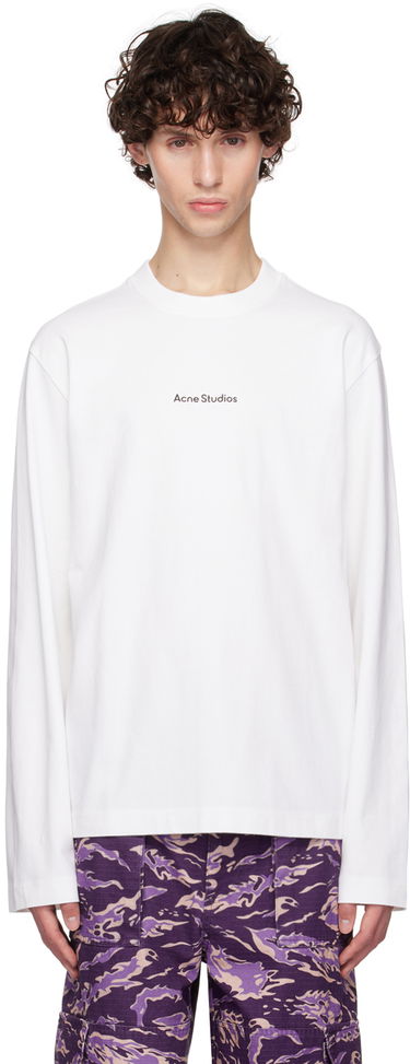 Tričko Acne Studios White Printed Logo Long Sleeve T-Shirt Biela | CL0270-, 0
