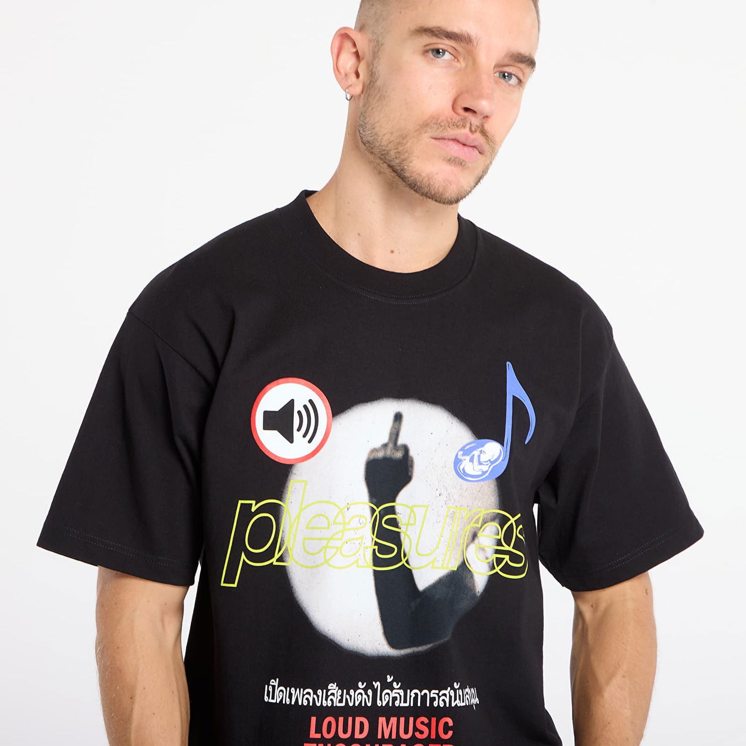Tričko Pleasures Loud Music T-shirt Čierna | P25F008-BLACK, 1