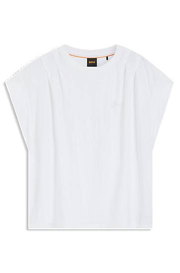 Tričko BOSS Relaxed-fit T-shirt in cotton jersey with handwritten logo Biela | 50547799, 0
