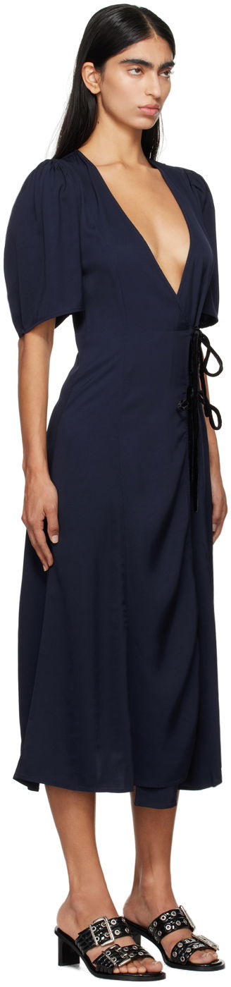 Šaty GANNI GANNI Wrap Midi Dress Navy | F9577, 1
