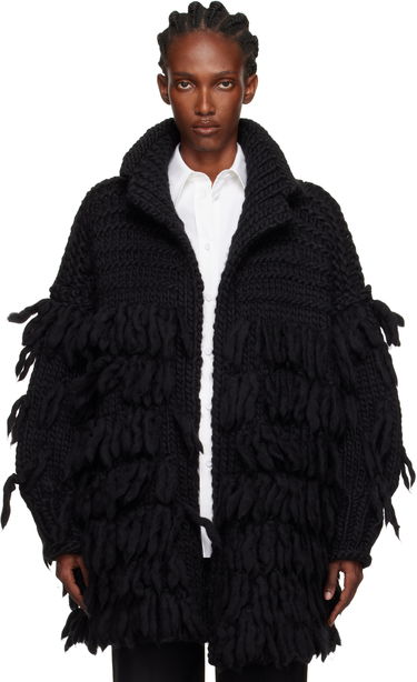 Kabáty Yohji Yamamoto YOHJI YAMAMOTO Fringe Knit Coat Čierna | FM-K53-105, 0