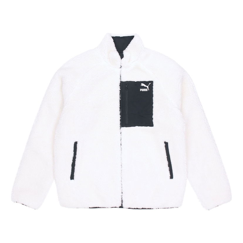 Prešívaná bunda Puma Sherpa Reversible Stand Collar Jacket Biela | 530028-01