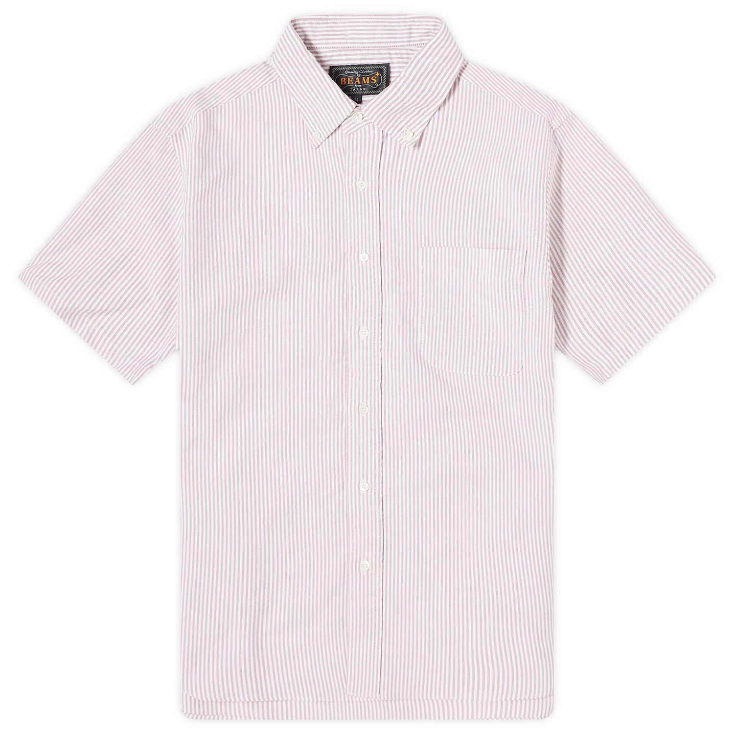 Košeľa BEAMS Beams Plus Button Down Short Sleeve Shirt Ružová | 3801-0025-139-39, 1