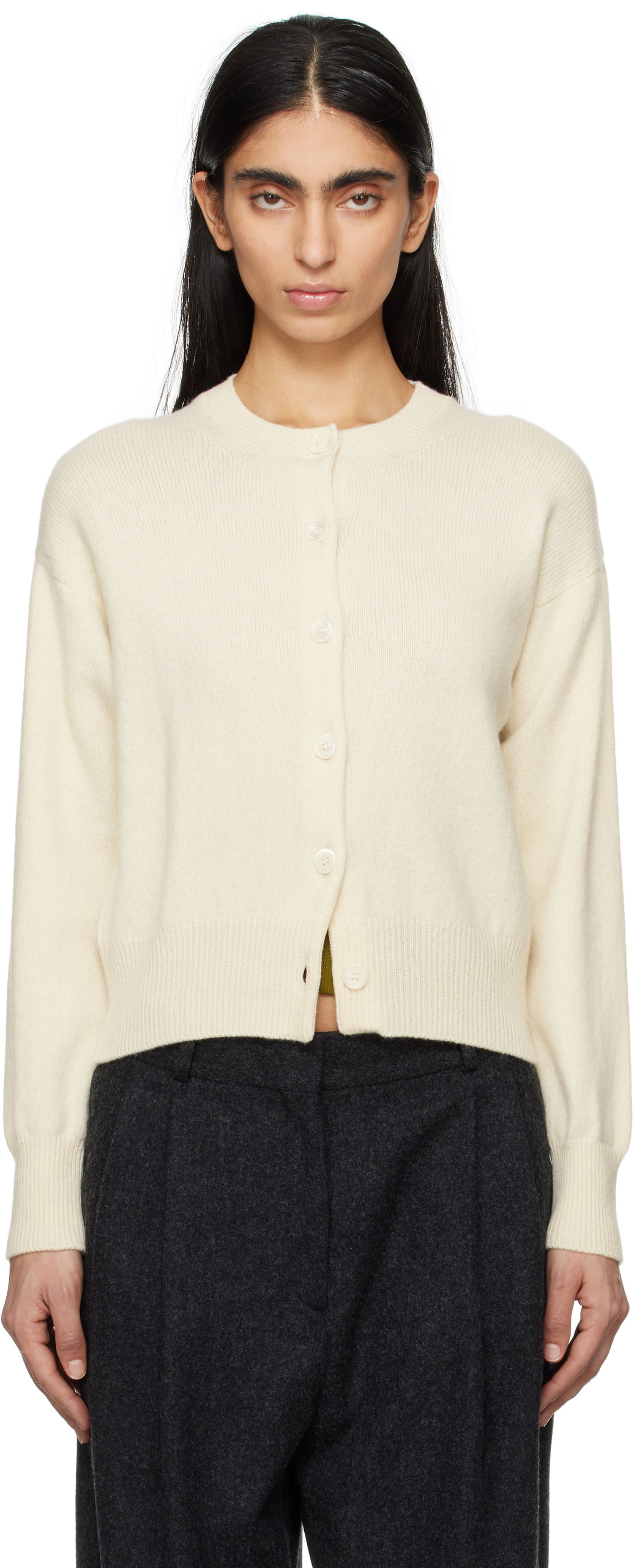 Sveter &Daughter &Daughter Ada Crewneck Cardigan Biela | HKN03905, 0
