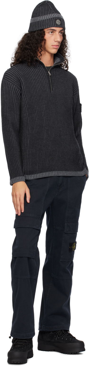 Sveter Stone Island Stone Island Vanisé Full Rib RWS Wool Quarter-Zip Sweater Čierna | 8115516C1, 4