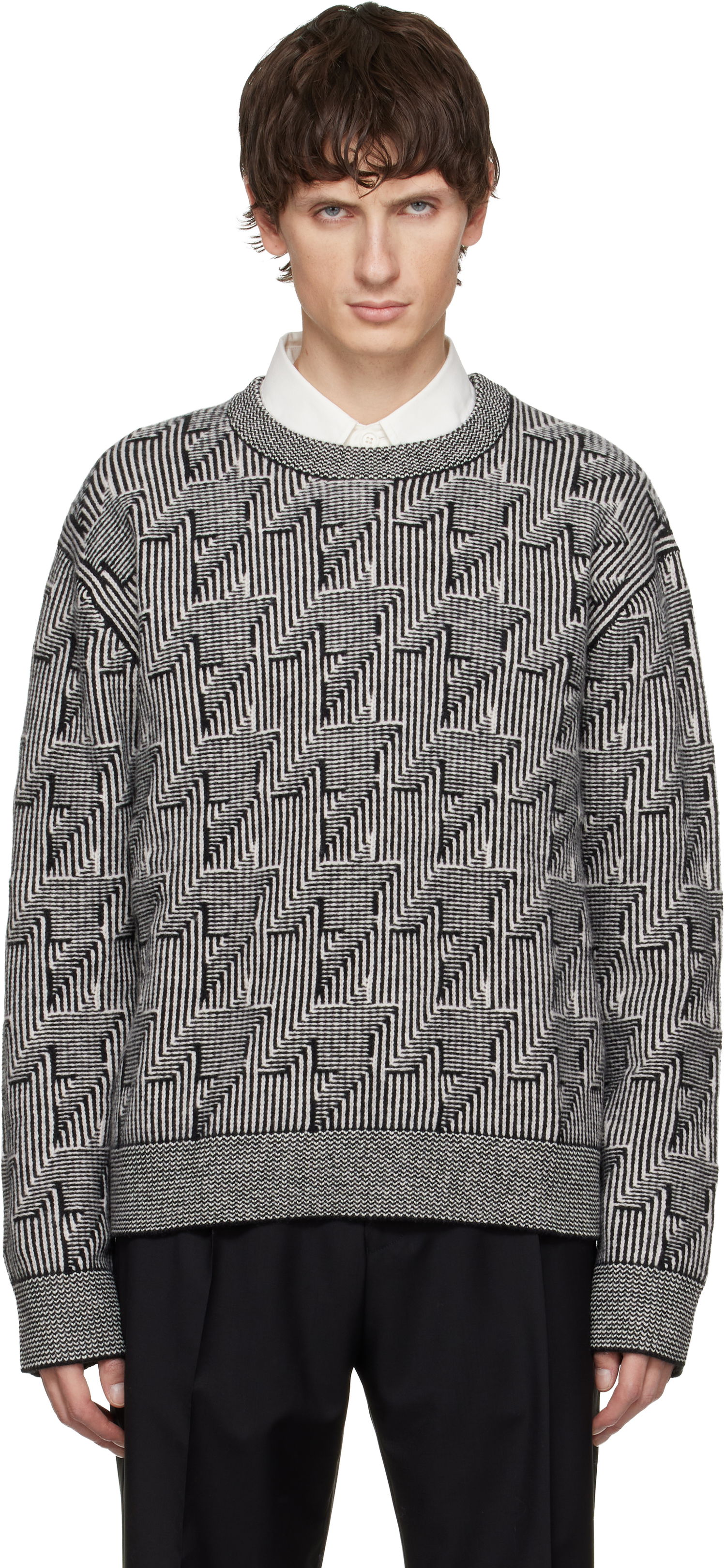 Sveter Paul Smith Paul Smith Geometric Pattern Wool Sweater Šedá | M1R-557Z-T02834-79, 0