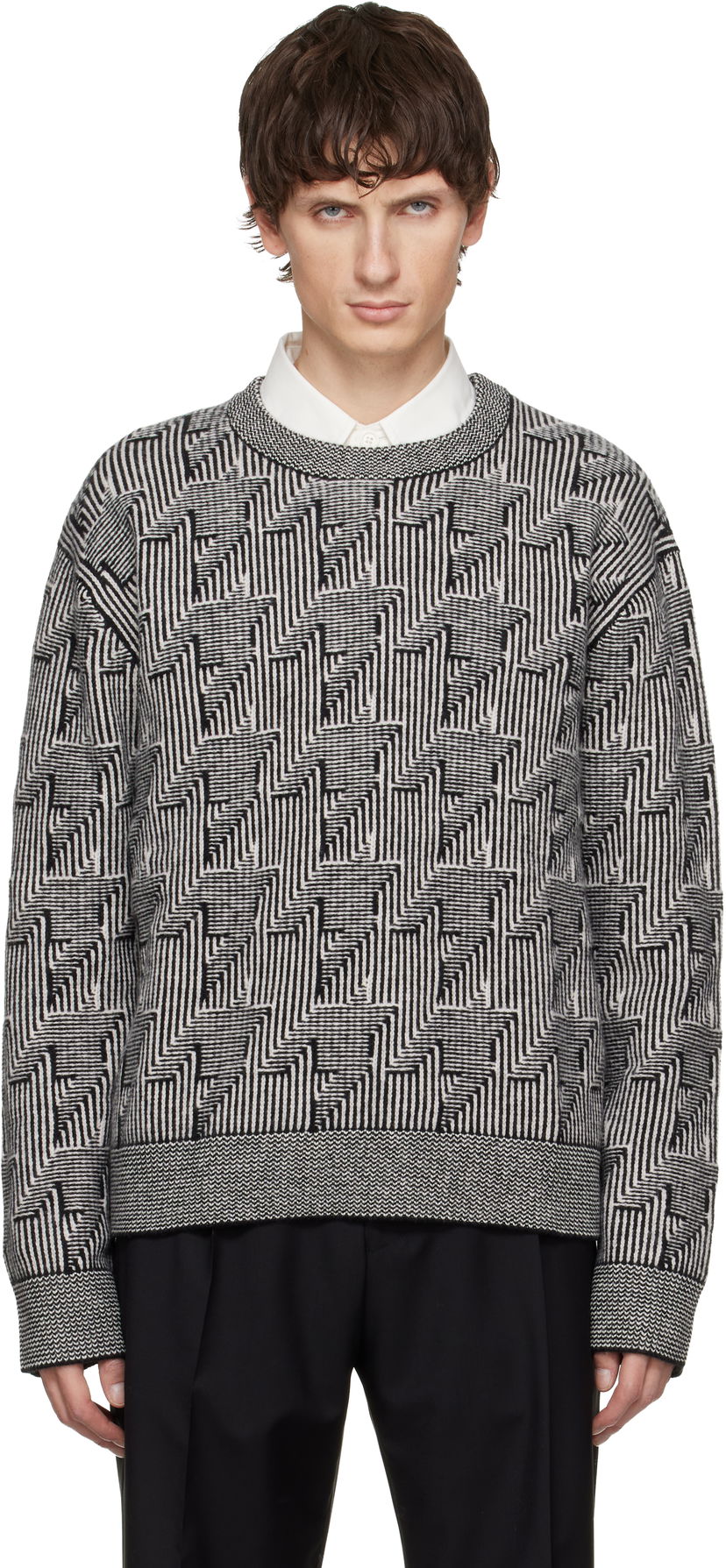 Sveter Paul Smith Paul Smith Geometric Pattern Wool Sweater Šedá | M1R-557Z-T02834-79