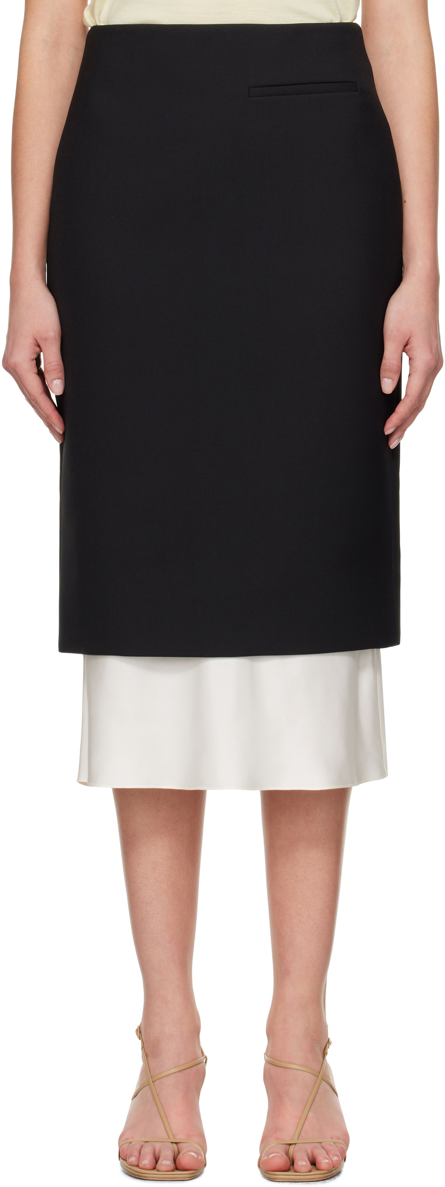 Sukňa Róhe Róhe Contrast Pencil Midi Skirt Čierna | 414-32-049, 0