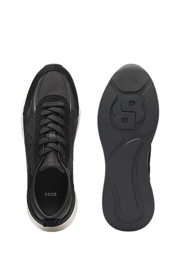 Starostlivosť o obuv BOSS Suede-Trim Double B Monogram Čierna | 50548358, 1