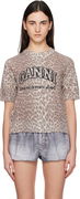 GANNI Leopard Print Short-Sleeve Knit Graphic T-shirt