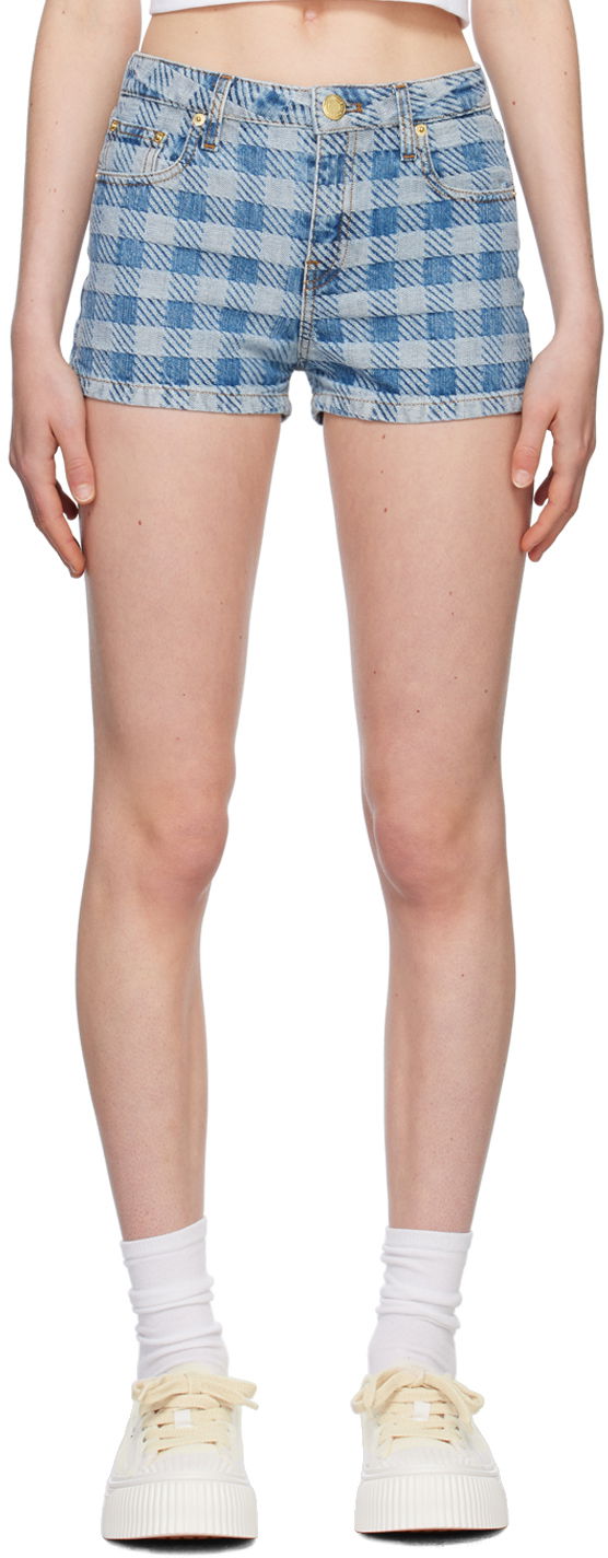 Šortky AMI AMI Paris Gingham Denim Shorts Modrá | FSO104.DE0010, 0