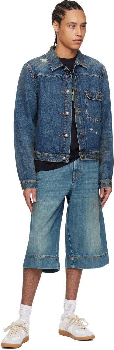 Bunda Palm Angels Palm Angels Curved Logo Denim Jacket Modrá | PMYE055S25DEN0014540, 3