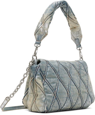 Taška cez rameno Diesel Metallic Denim Shoulder Bag With Charms Modrá | X09596 P6809, 2