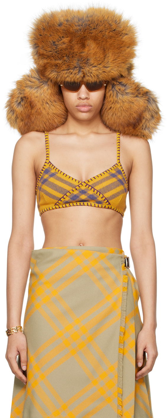 Podprsenka Burberry Check Bralette Žltá | 8076284, 0