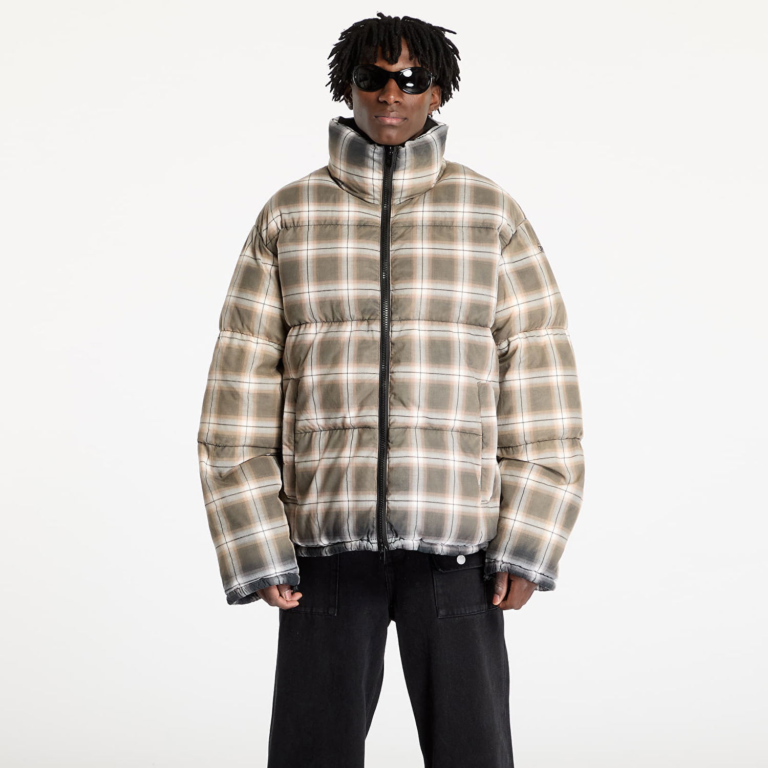 Prešívaná bunda Diesel Diesel W-Ravell Check Puffer Jacket Béžová | A14514_0PITJ Black/ Violet, 0