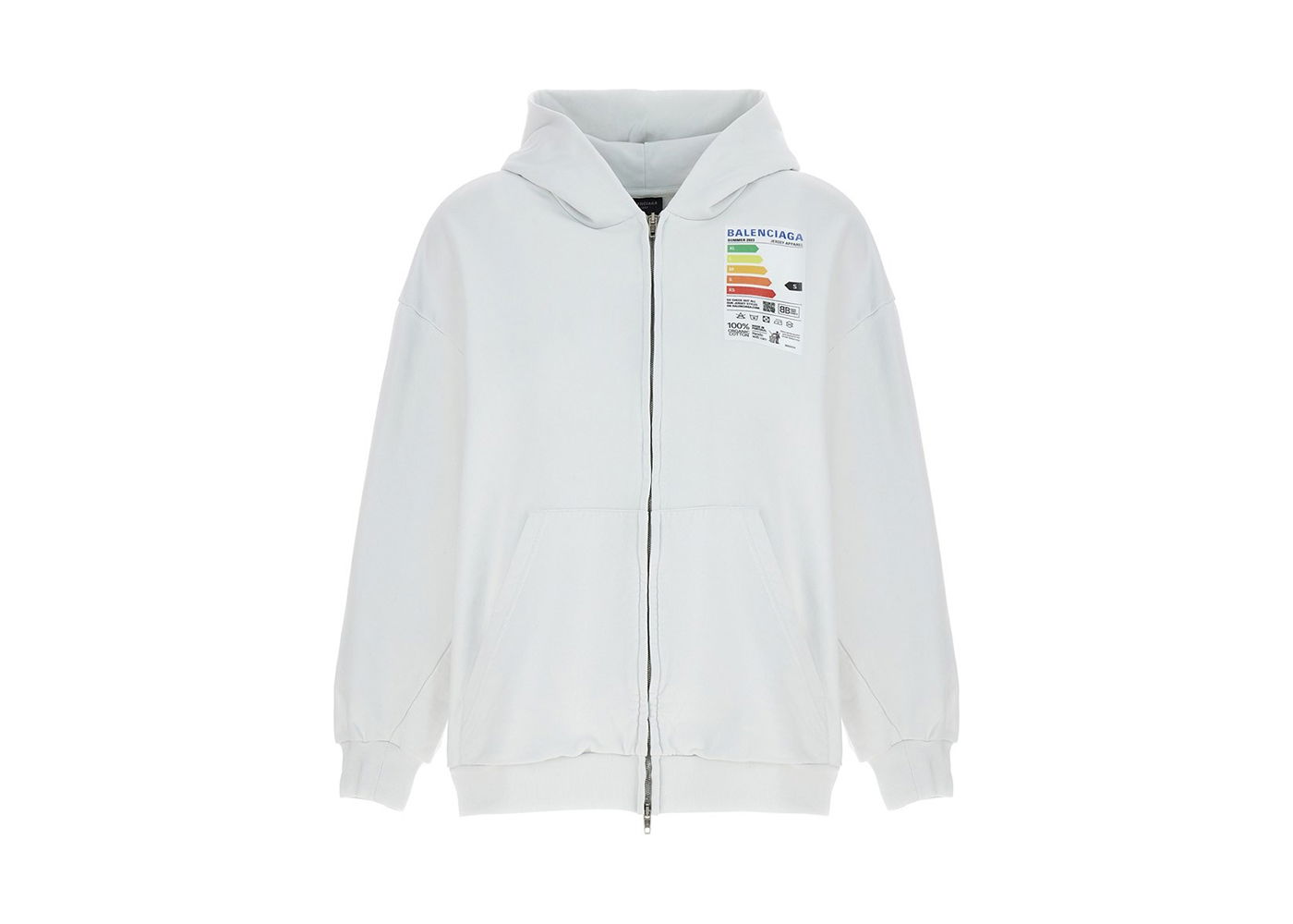 Mikina Balenciaga Energy Patched Jersey Oversized Hoodie Biela | 744454TOVD69012, 0
