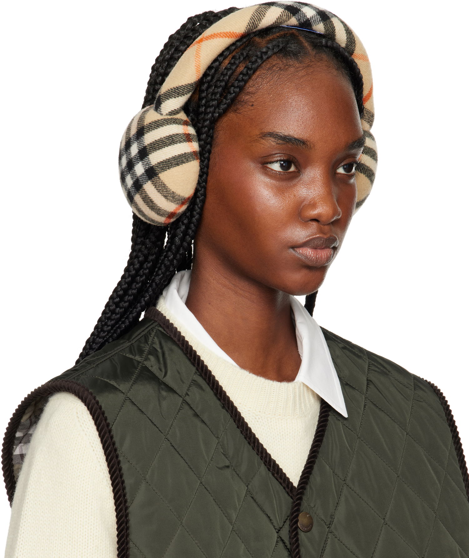 Šál Burberry Burberry Check Wool Earmuffs Béžová | 8105109, 1